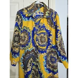 Mlle Gabrielle Womens Shift Dress Size 3X Medallion Pattern 3/4 Roll Tab Sleeve